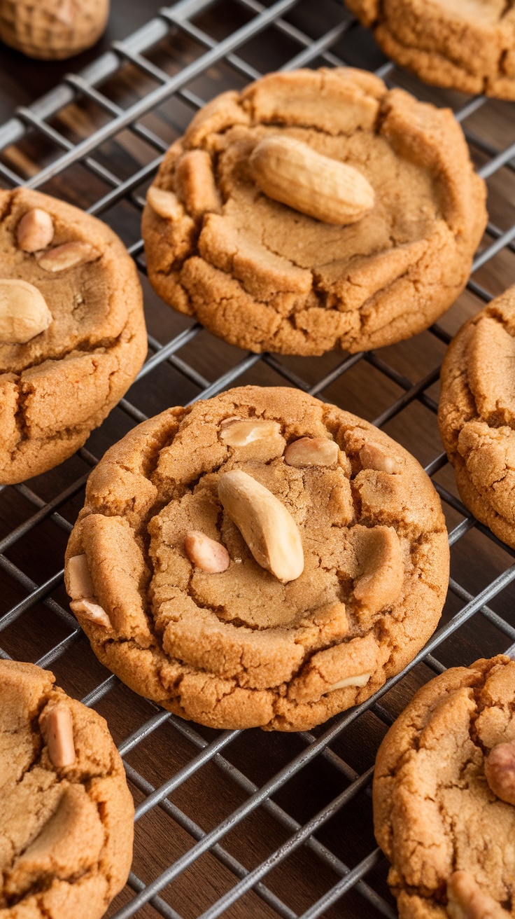 Peanut Butter Cookies on a wire rack